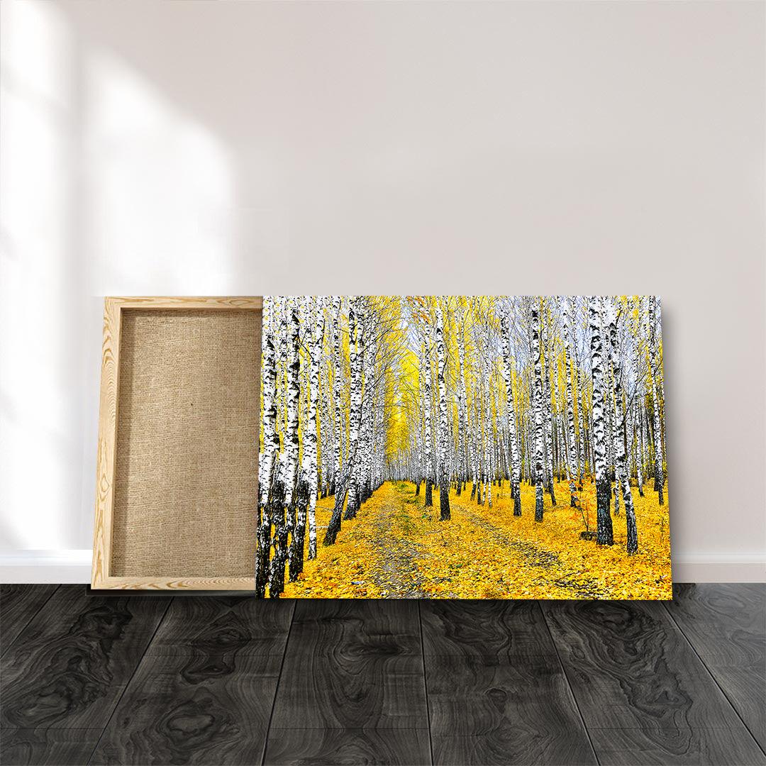 Peinture sur toile - Forêt de bouleaux en automne