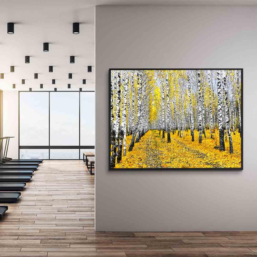 Peinture sur toile - Forêt de bouleaux en automne