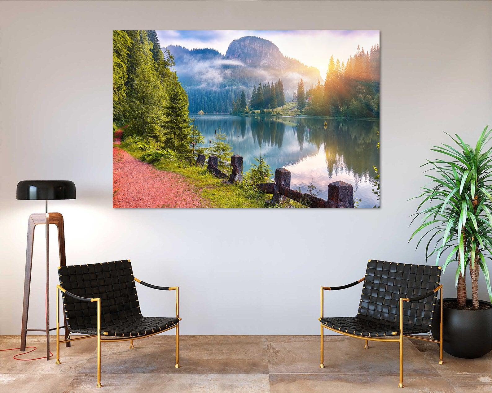 Peinture sur toile - Paysage du lac Rouge