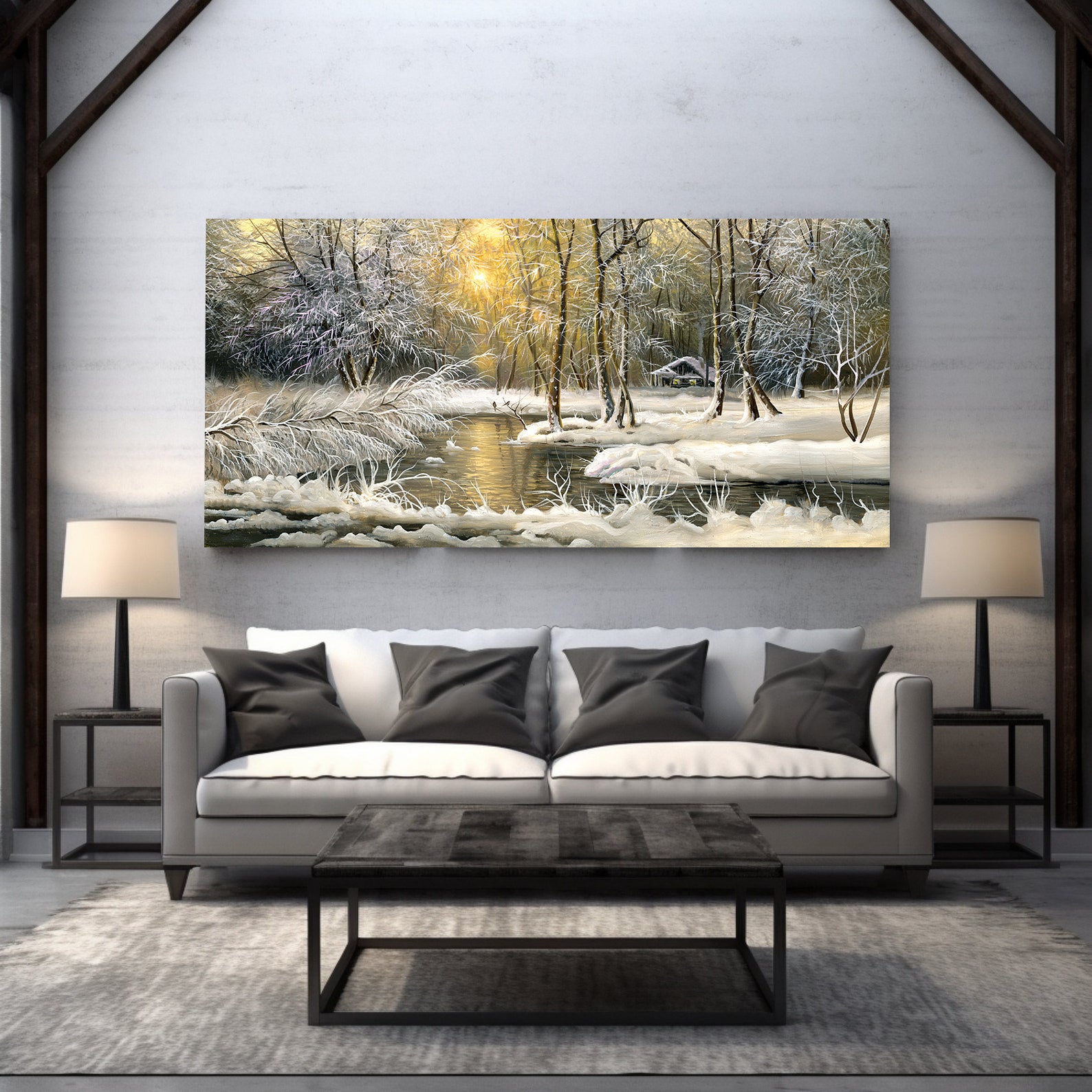 Peinture sur toile - Paysage d'hiver