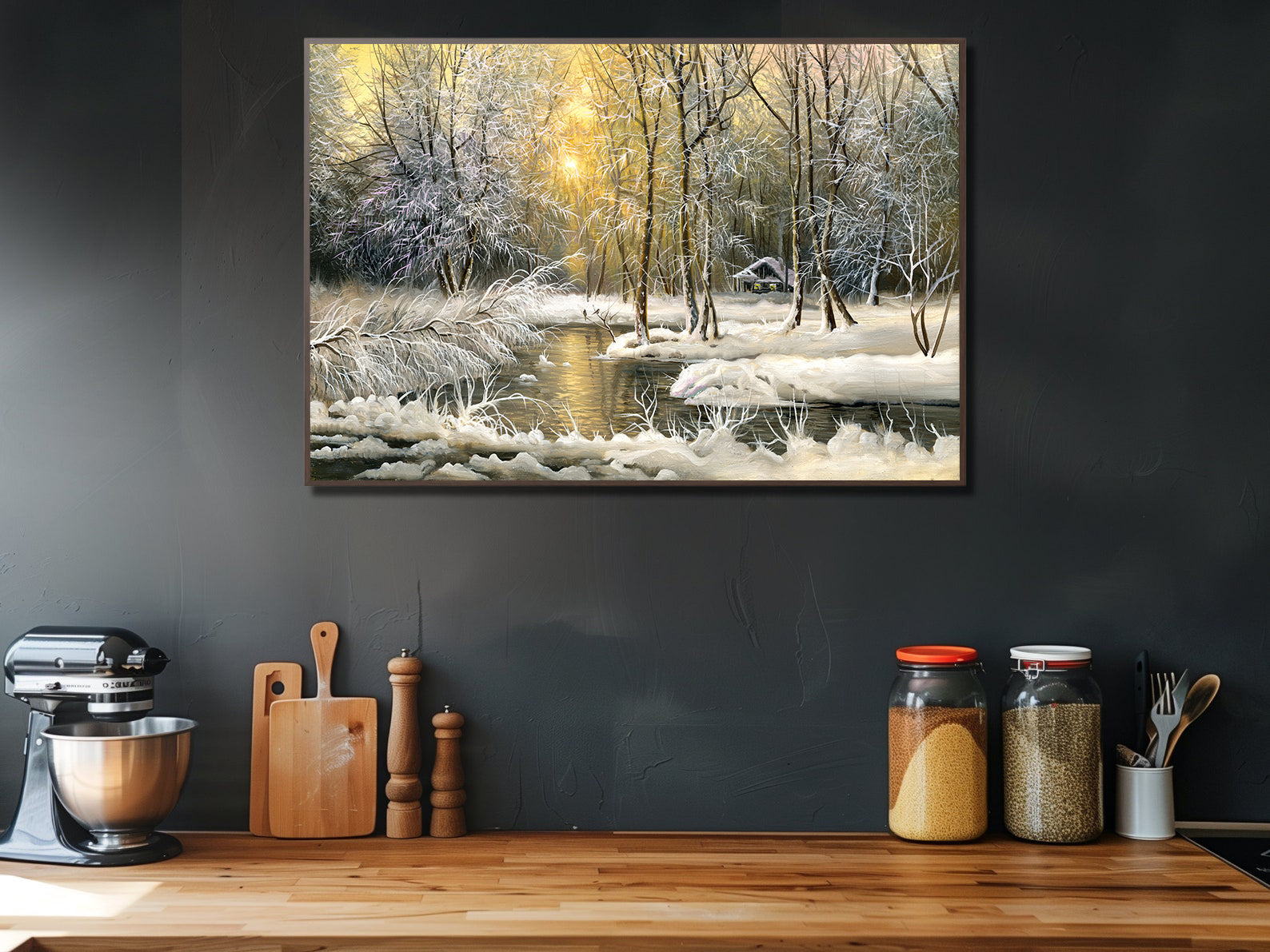 Peinture sur toile - Paysage d'hiver