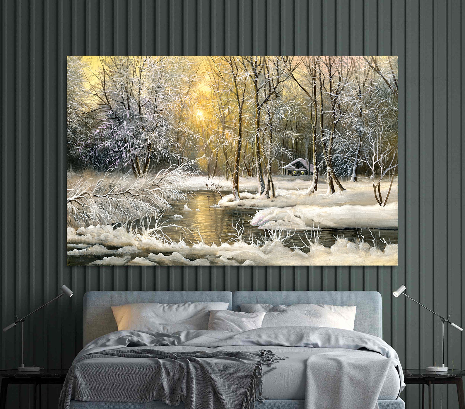 Peinture sur toile - Paysage d'hiver