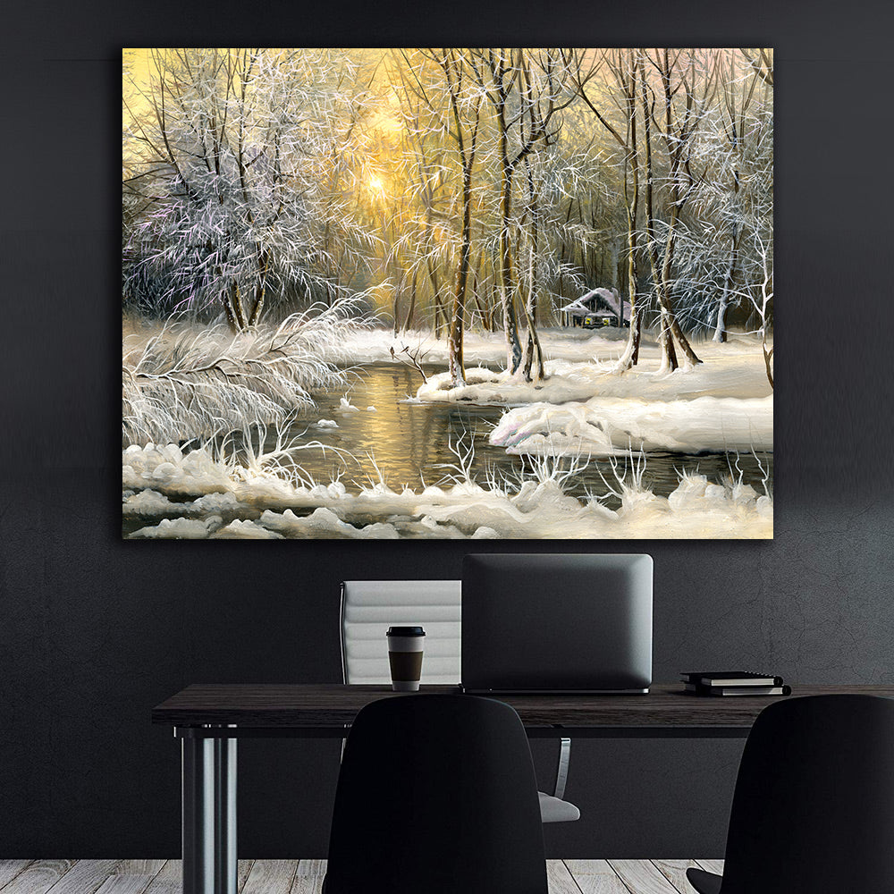 Peinture sur toile - Paysage d'hiver