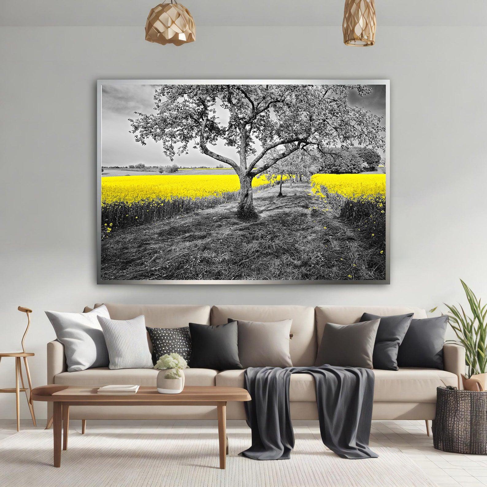 Peinture sur toile - Champ avec fleurs