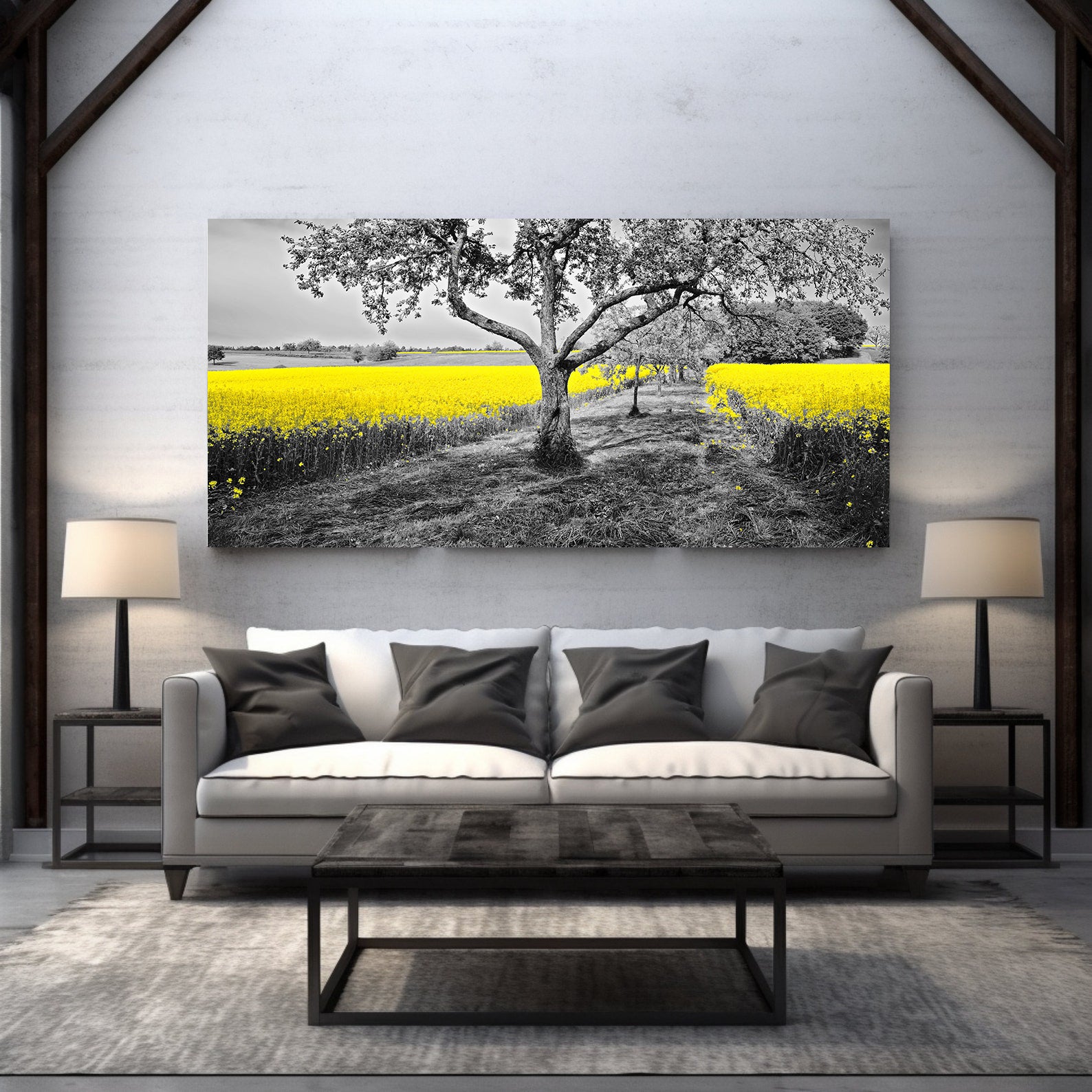 Peinture sur toile - Champ avec fleurs