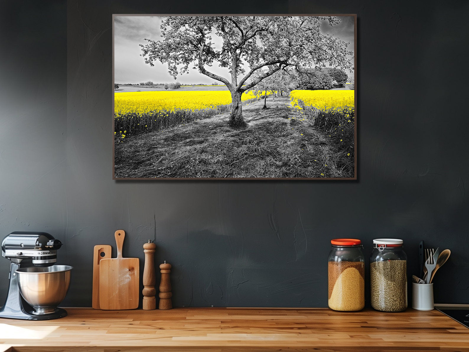 Peinture sur toile - Champ avec fleurs