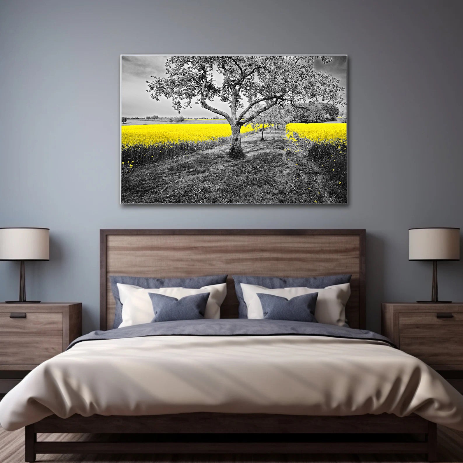 Peinture sur toile - Champ avec fleurs