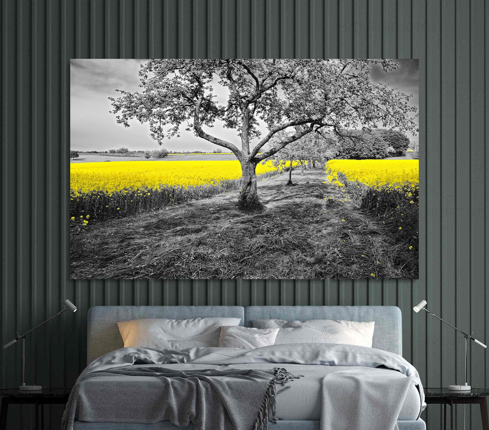 Peinture sur toile - Champ avec fleurs