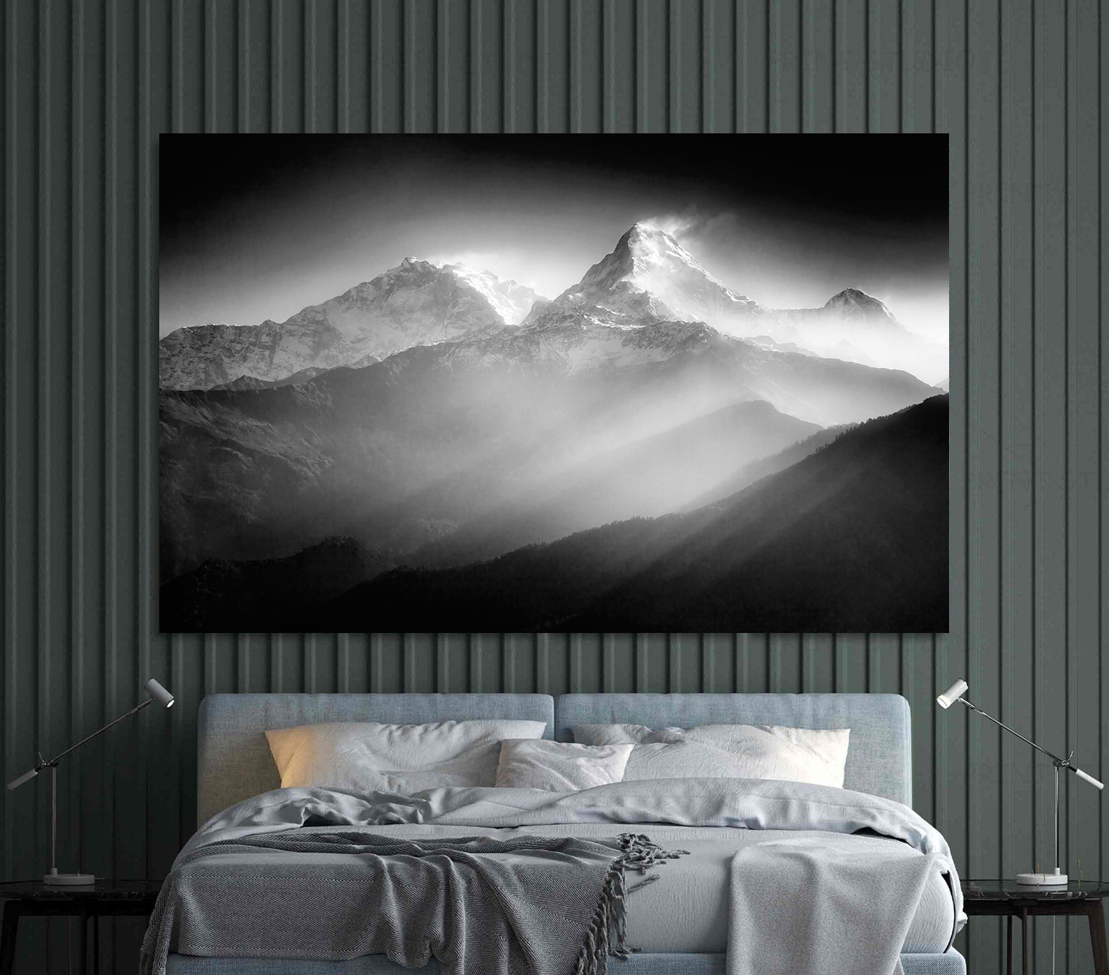 Peinture sur toile – Montagnes en noir et blanc
