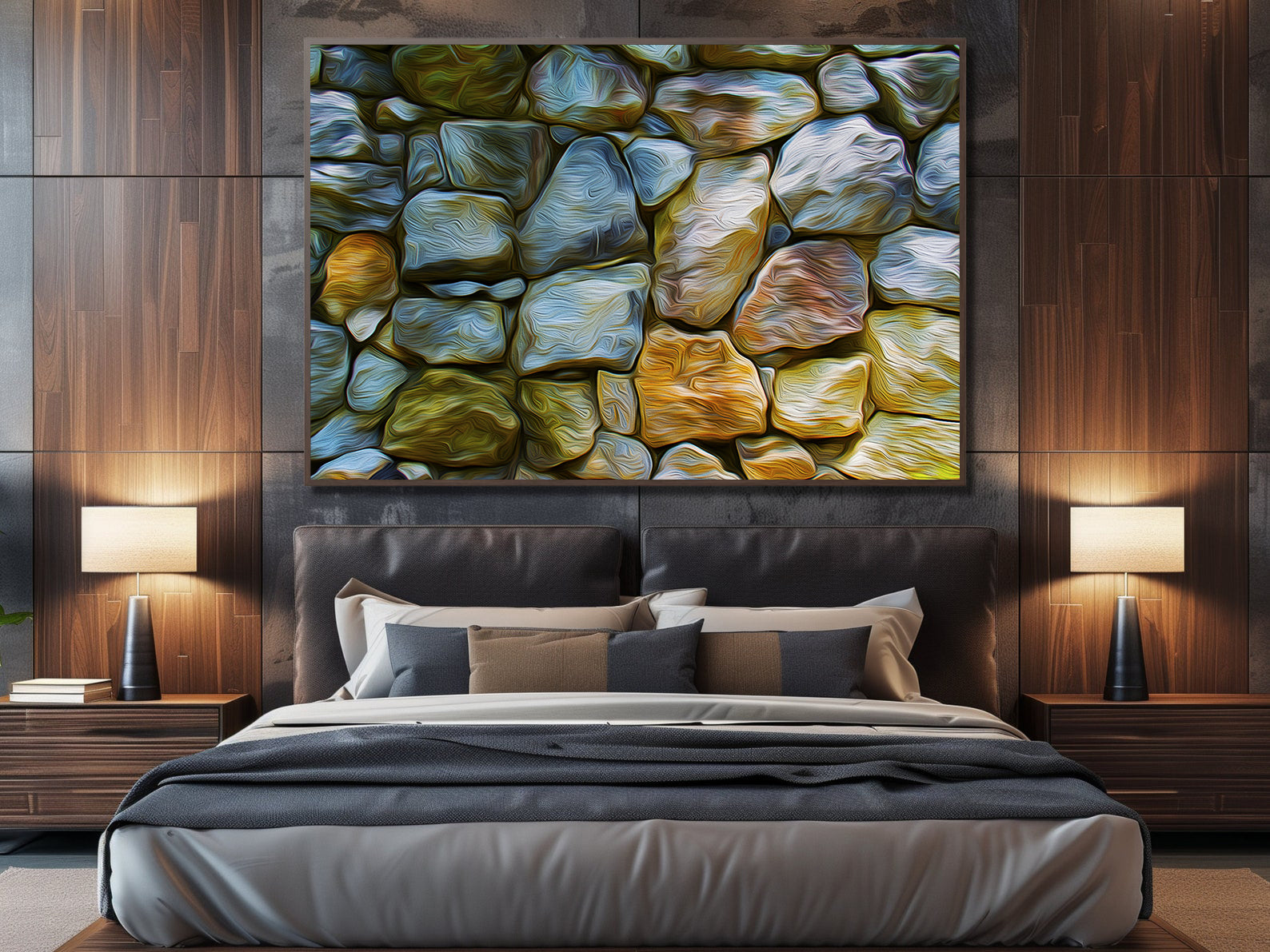 Peinture sur toile - Pierres abstraites