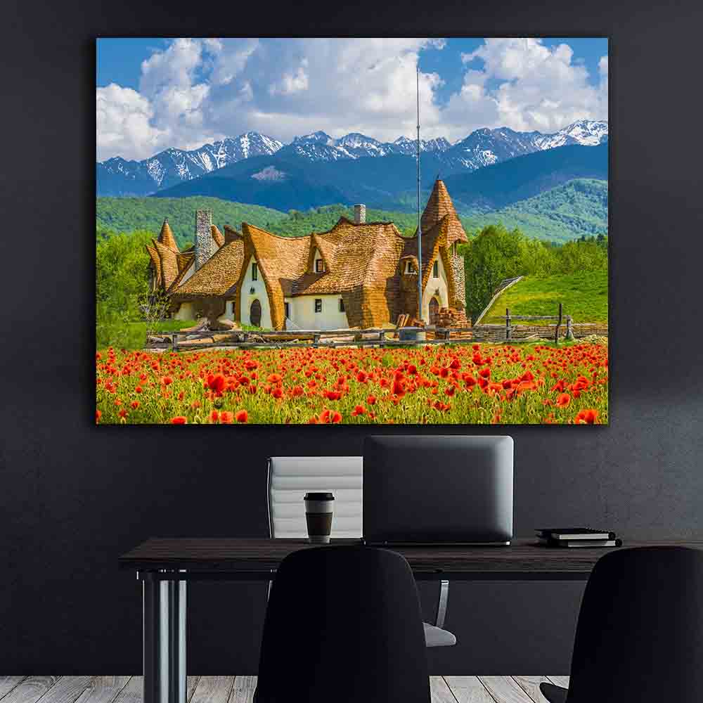 Peinture sur toile - Le château d'argile dans la vallée des fées
