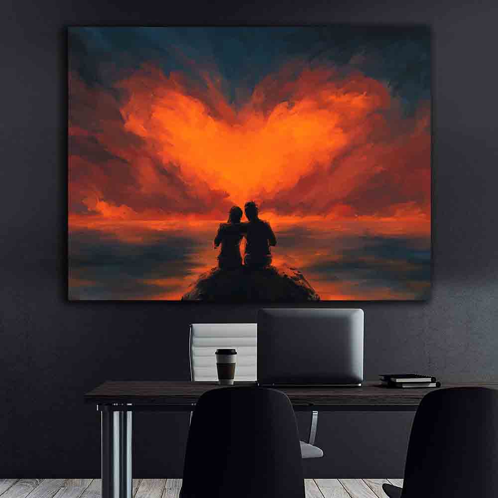 Peinture sur toile - Coeur dans le ciel