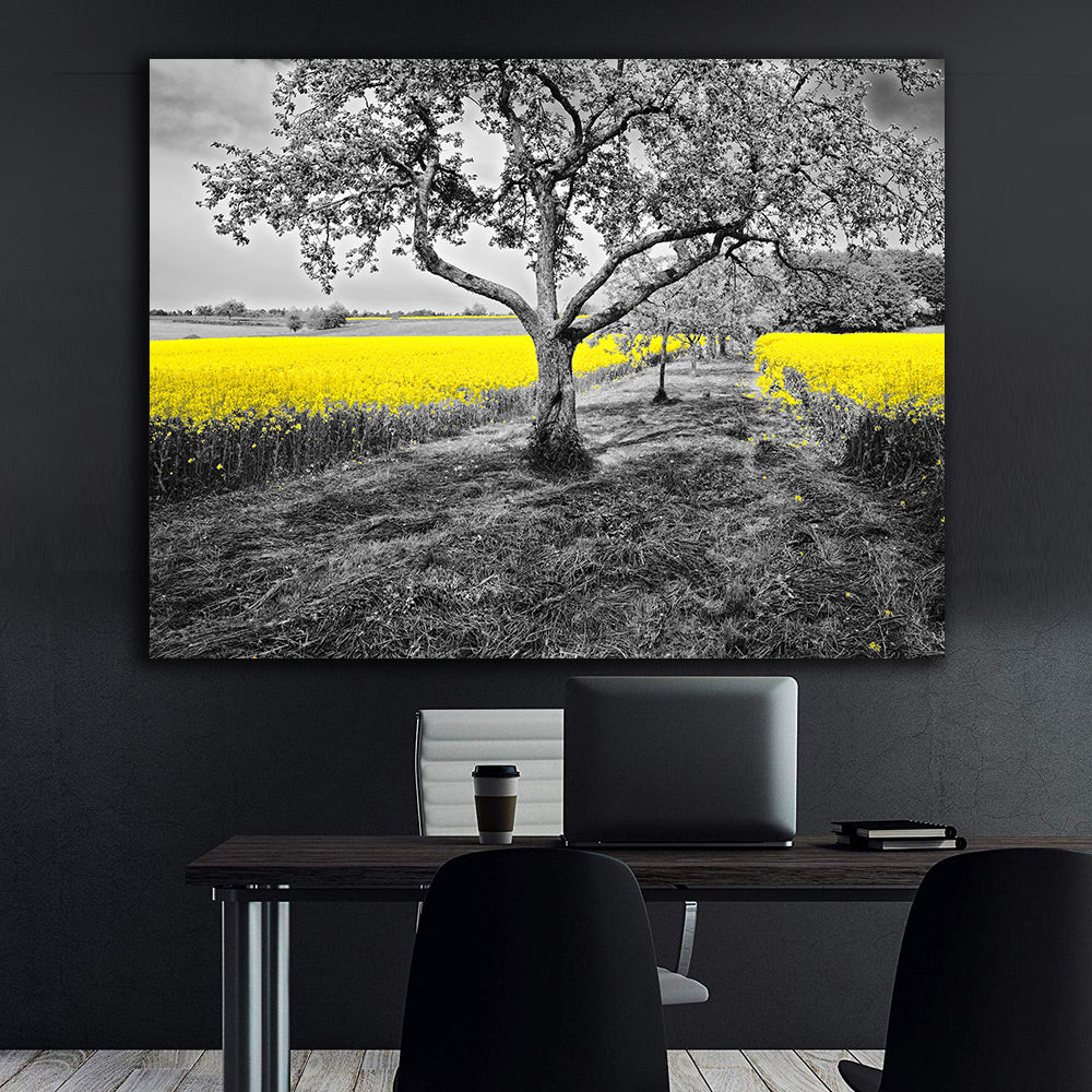 Peinture sur toile - Champ avec fleurs