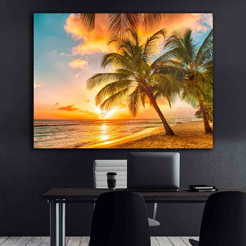 Impression sur toile - Palmiers tropicaux sur la plage