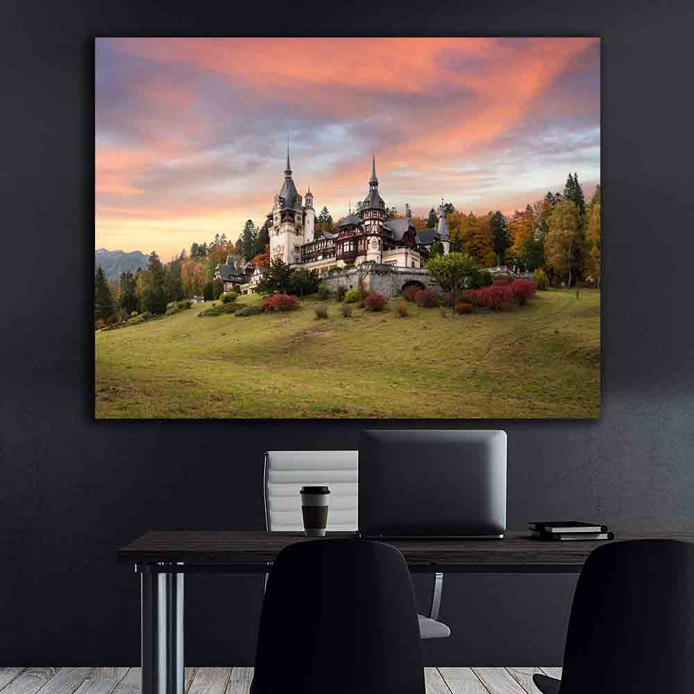 Peinture sur toile - Château de Peles à Sinaia