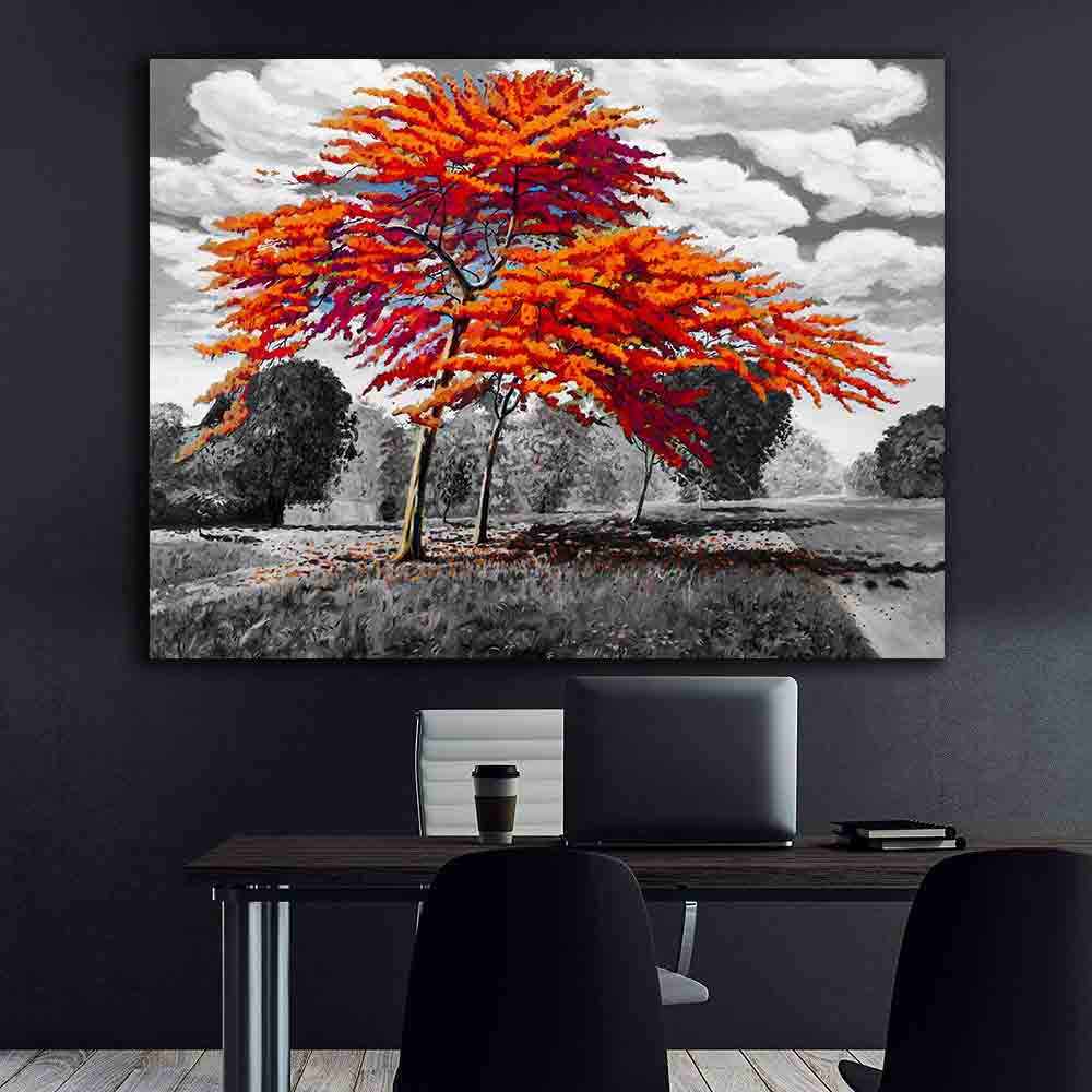 Peinture sur toile – Arbres rouges