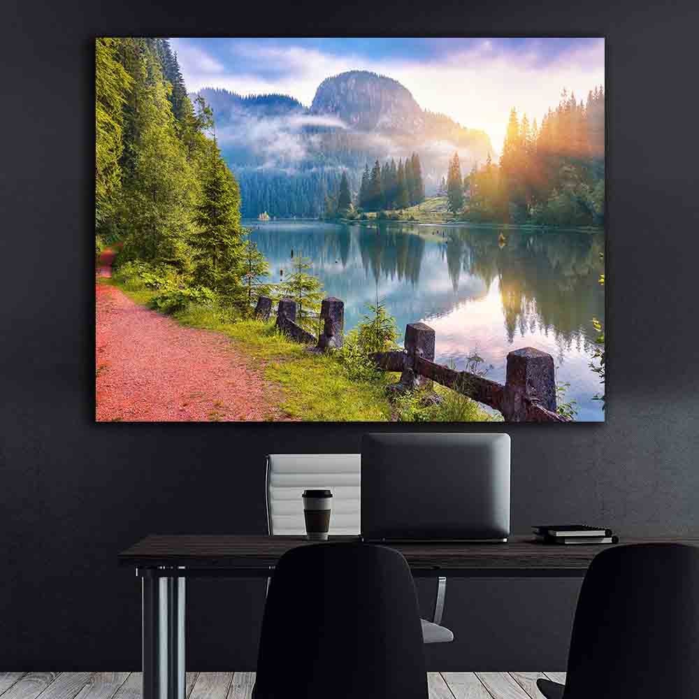Peinture sur toile - Paysage du lac Rouge