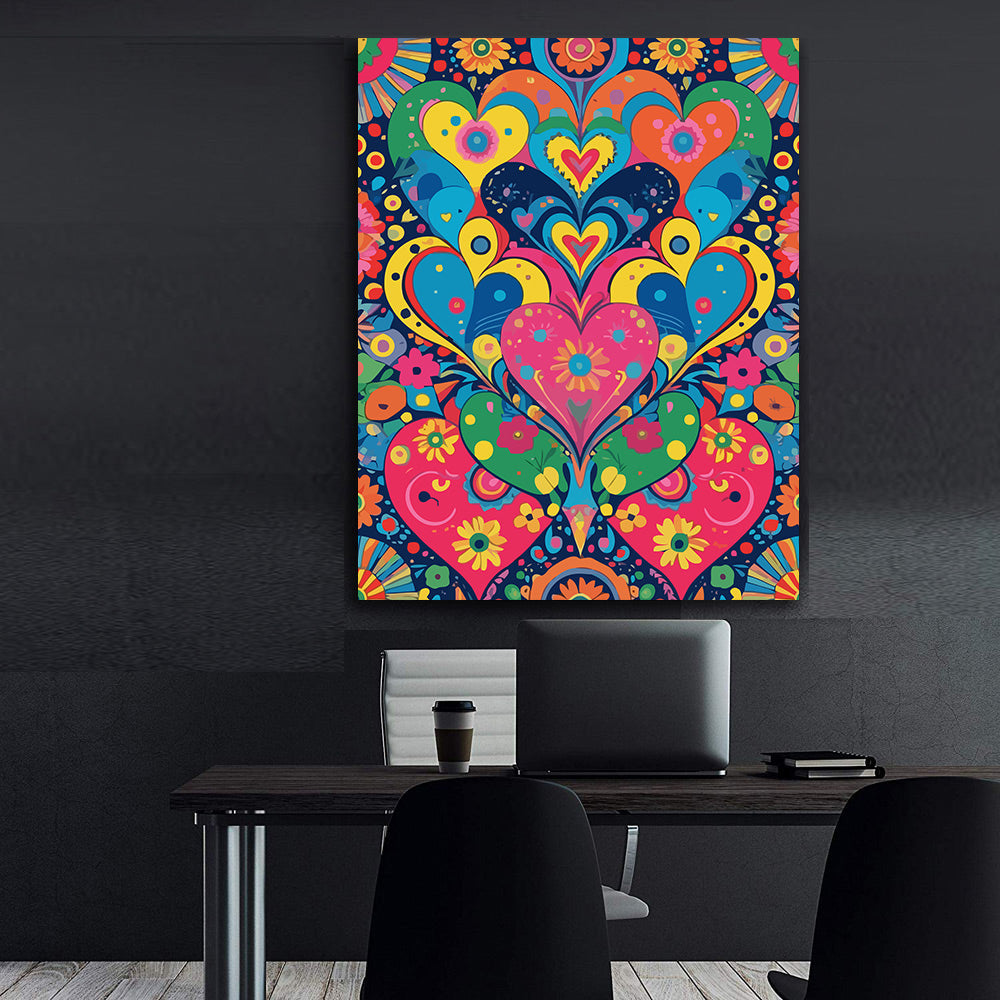 Set Pictură pe numere – Inimi Multicolore 6463