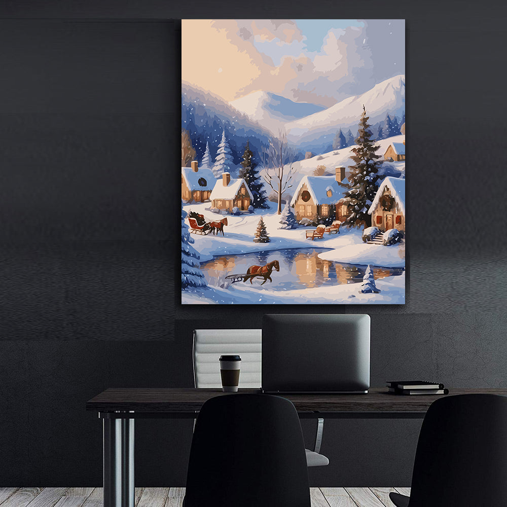 Set Pictură pe numere – Iarna În Orășel 6200