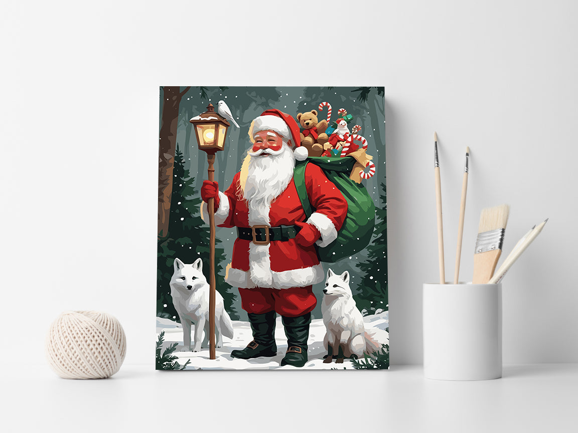 Set Pictură pe numere – Moș Crăciun Și Vulpițe 6187