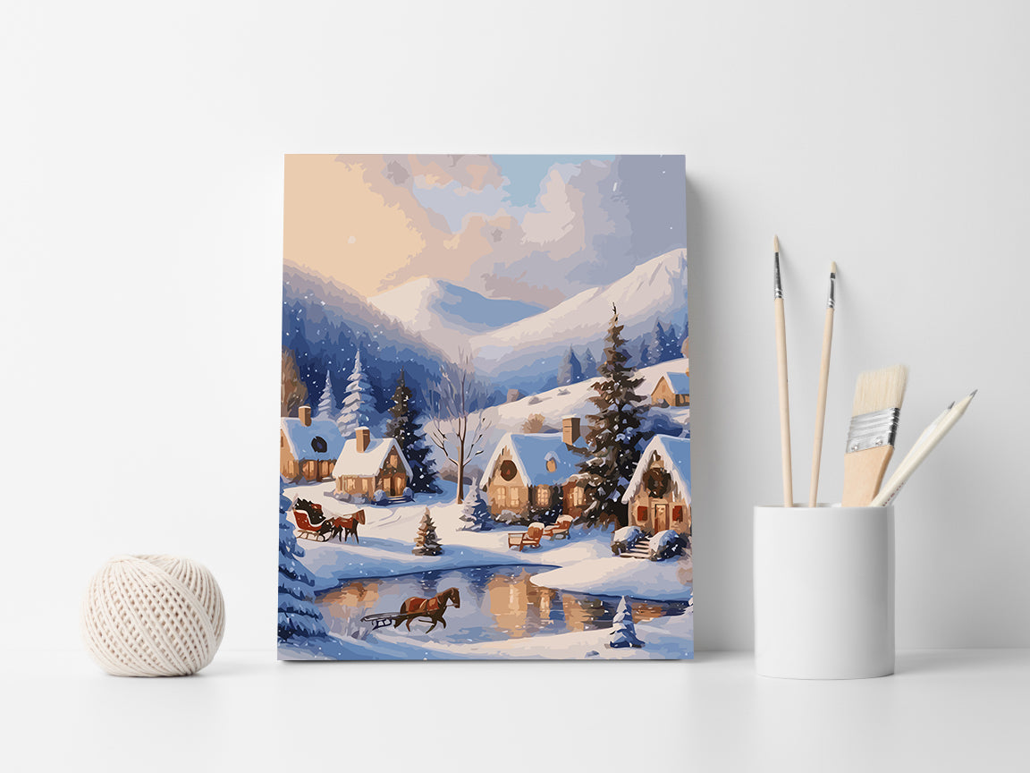 Set Pictură pe numere – Iarna În Orășel 6200