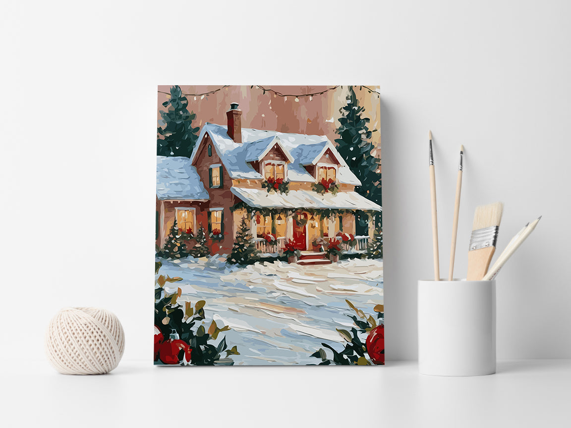 Set Pictură pe numere – Căsuță Iarna 6143