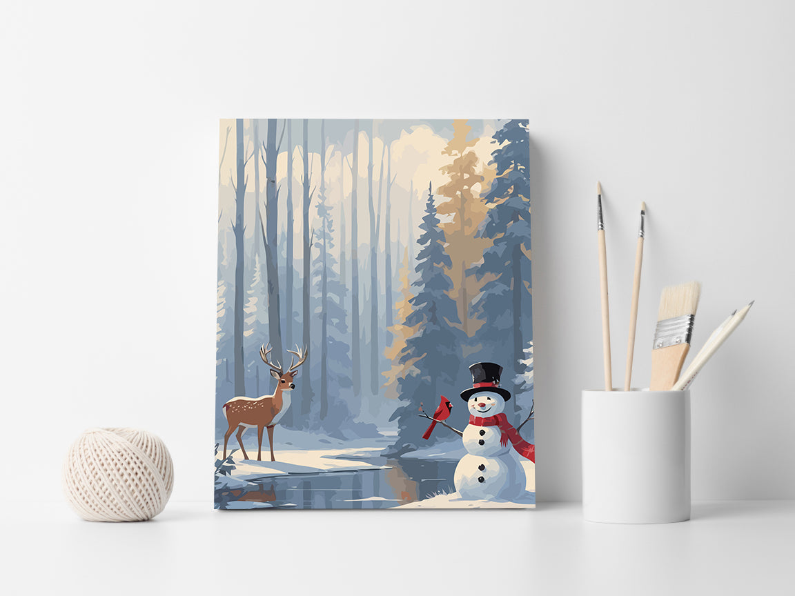 Set Pictură pe numere – Căprioară Și Om De Zăpadă 6154